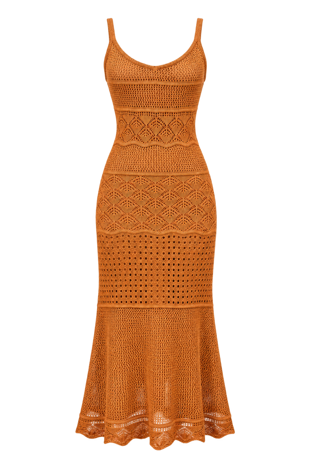 Délia Brown Crochet Midaxi Dress