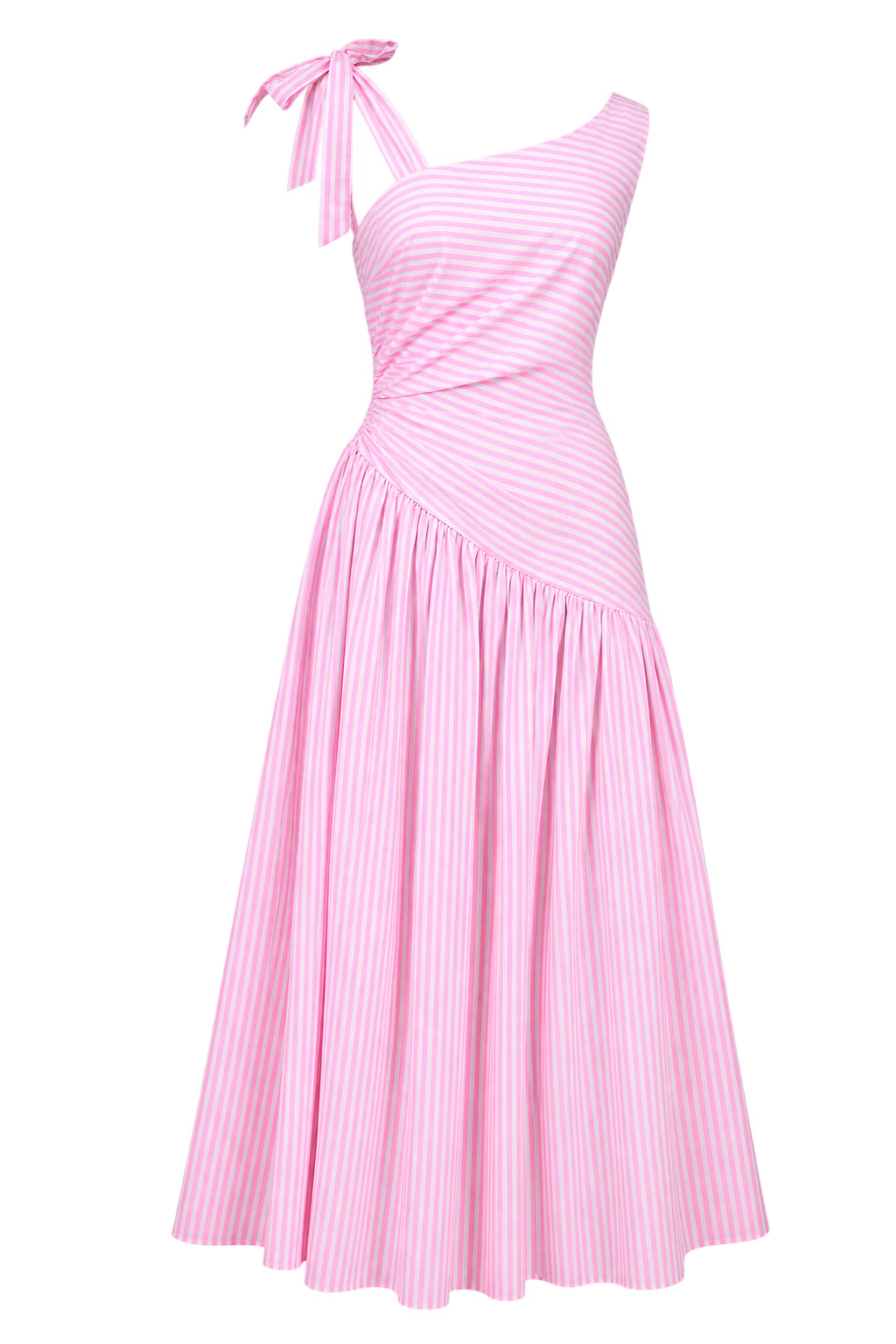 Azélie Pink Stripe Asymmetric Midaxi Dress