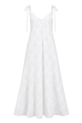 Mara White Embroidered Tie Strap Maxi Dress