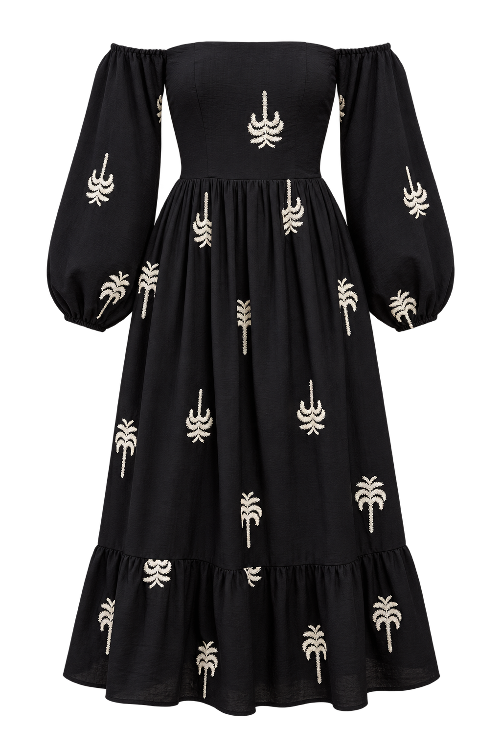 Lyra Black Embroidered Bardot Midaxi Dress Vicky Pattison EDIT