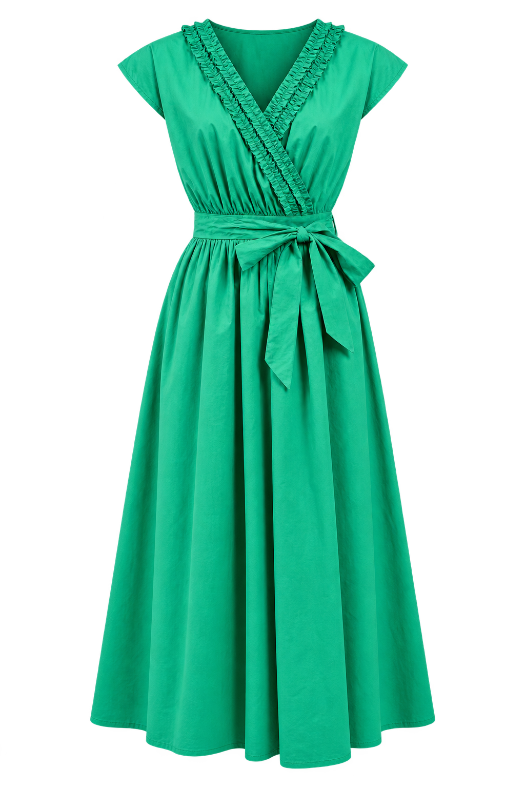 Leni Green Frill Detail Midaxi Dress