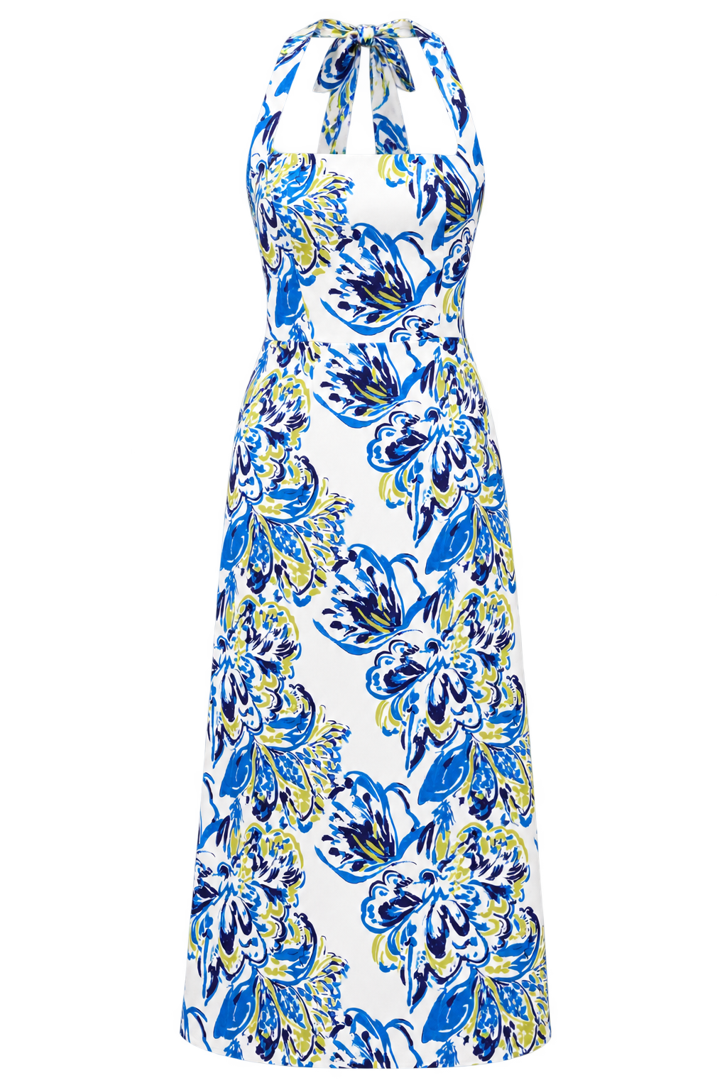 Anya Blue Floral Print Halterneck Midaxi Dress
