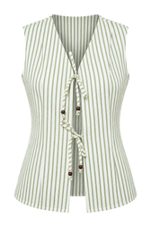 Marla Stripe Tie Detail Top