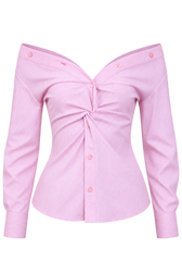 Laurette Pink Stripe Twist Detail Shirt