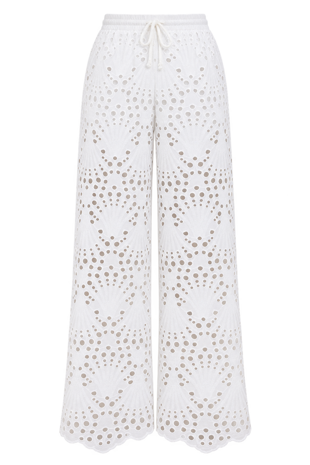 Viola White Broderie Trousers