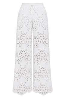 Viola White Broderie Trousers