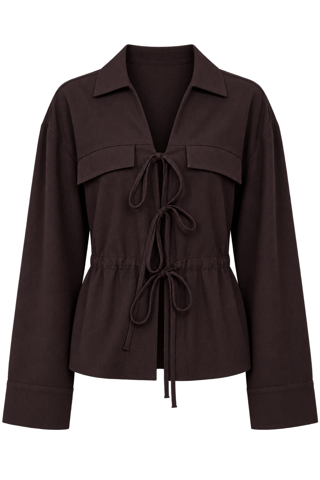 Maribel Brown Tie Detail Blouse