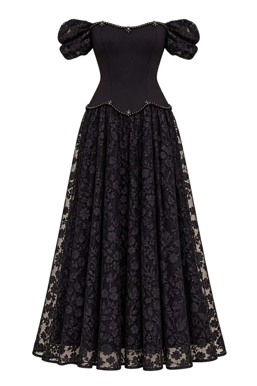 Tansy Black Bardot Maxi Dress