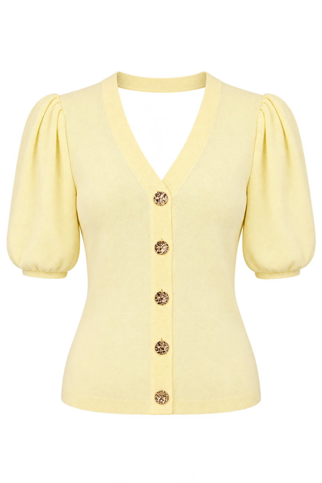 Irina Lemon Puff Sleeve Cardigan by Vicky Pattison