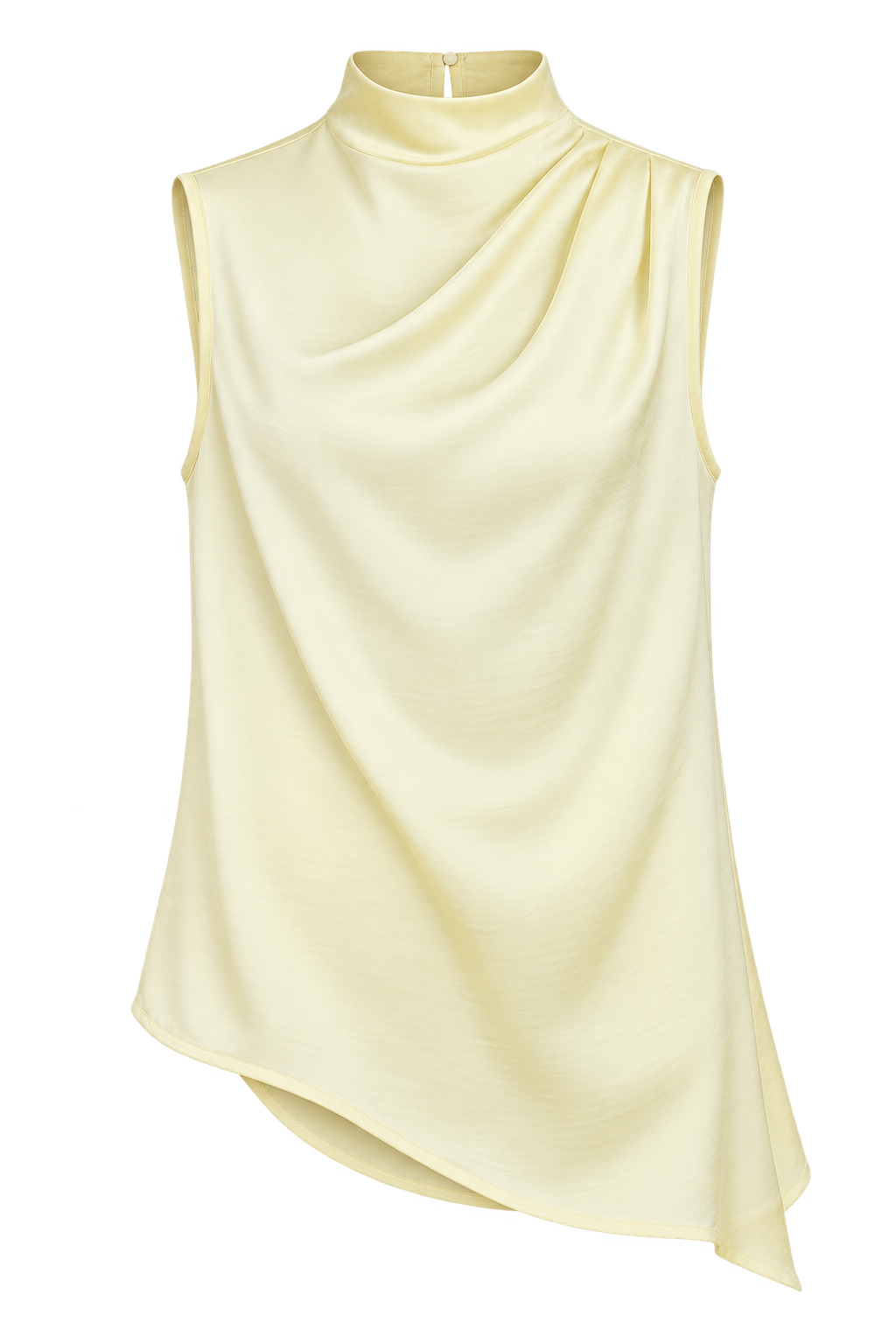 Lumi Lemon Satin Asymmetric Drape Top by Vicky Pattison