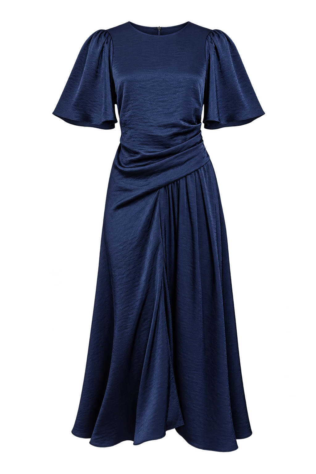 Janine Navy Satin Gathered Midaxi Dress by Vicky Pattison
