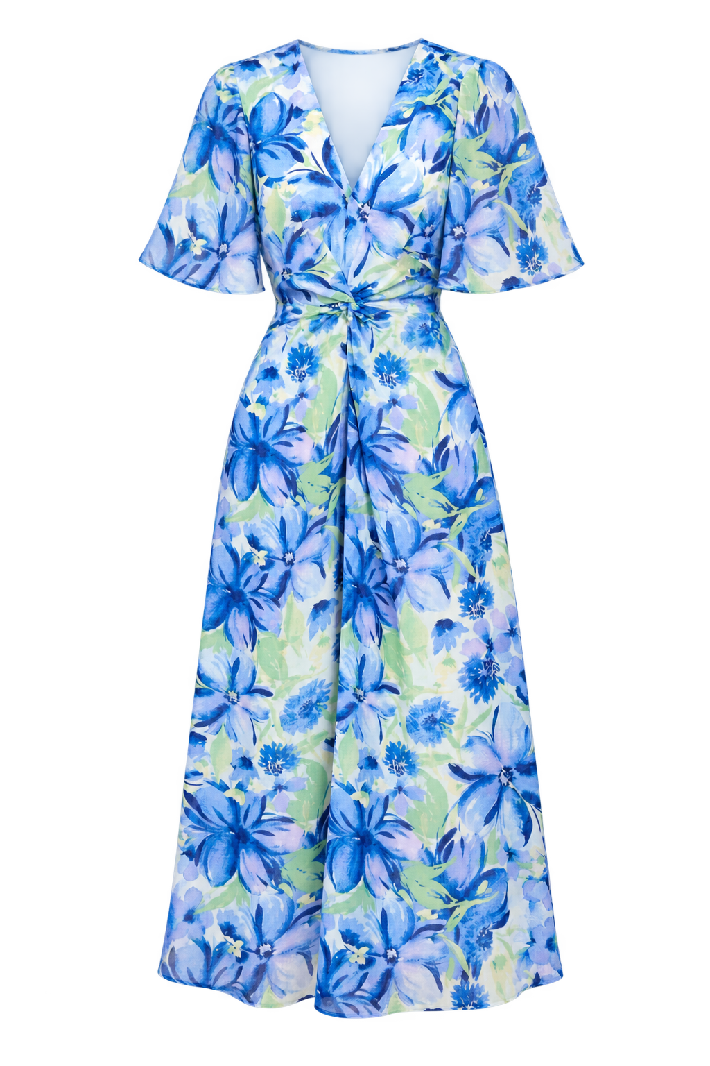 Jasmine Blue Floral Print Knot Detail Midaxi Dress by Vicky Pattison