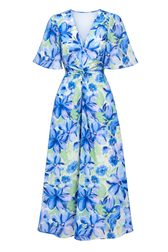 Jasmine Blue Floral Print Knot Detail Midaxi Dress by Vicky Pattison