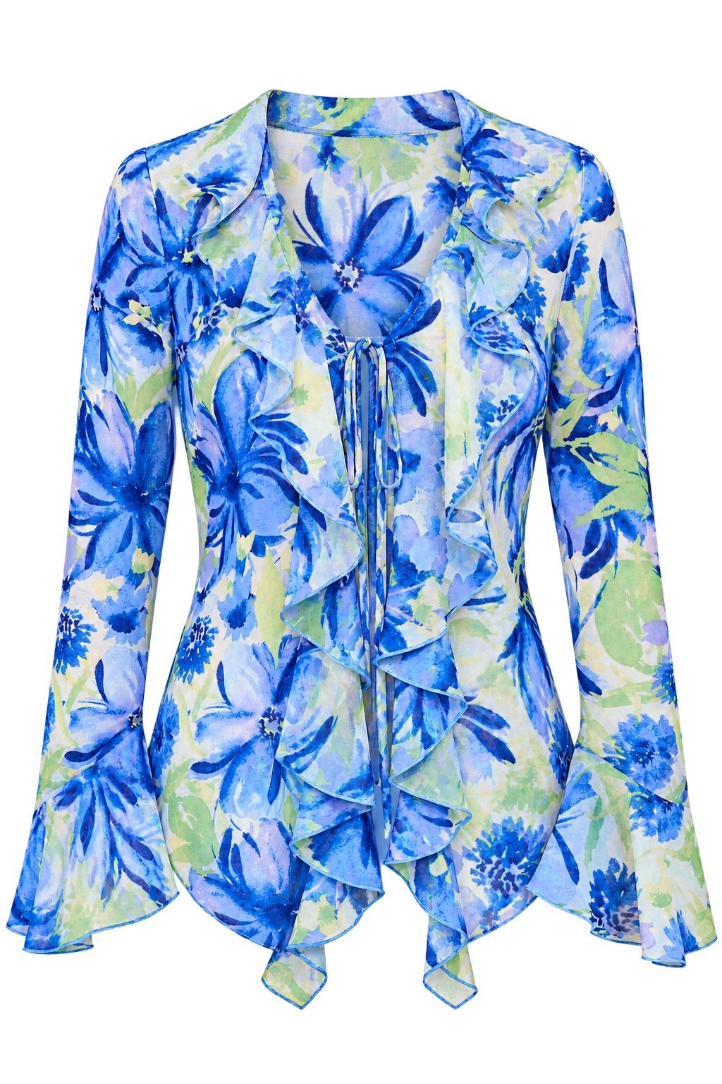 Jessamy Blue Floral Print Frill Top by Vicky Pattison