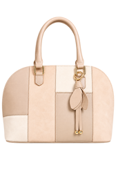 Jocelyn Beige Faux Leather & Suede Patchwork Midi Tote