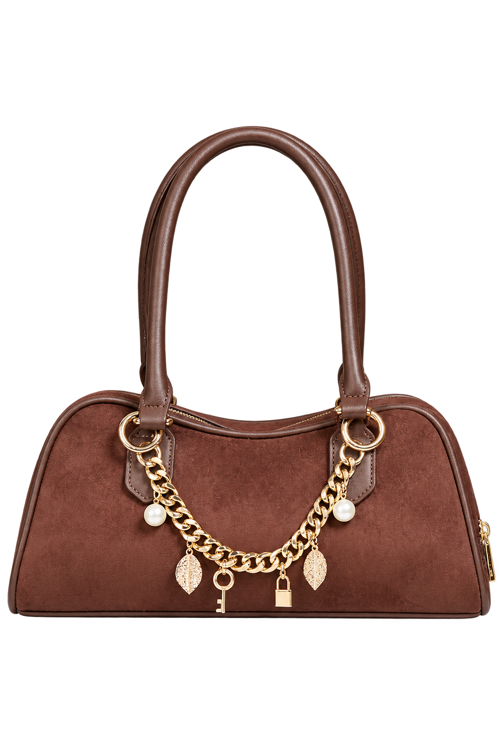 Johanna Chocolate Faux Suede Shoulder Bag
