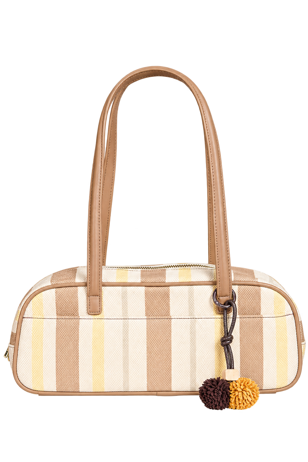Judith Mocha Lemon Stripe Elongated Shoulder Bag
