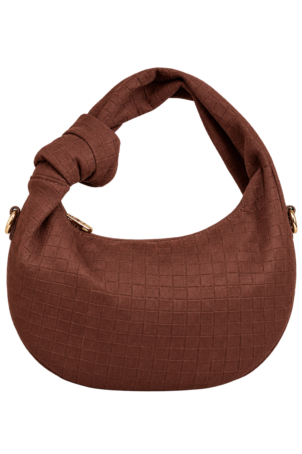Keira Chocolate Faux Suede Woven Emboss Grab Bag