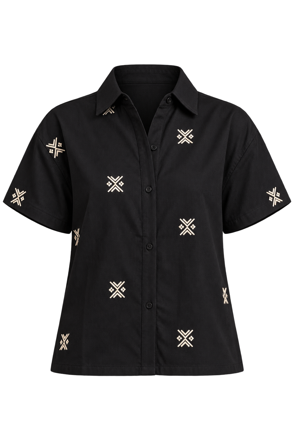 Lana Black Embroidered Rayon Blend Shirt