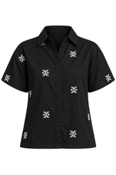 Lana Black Embroidered Rayon Blend Shirt