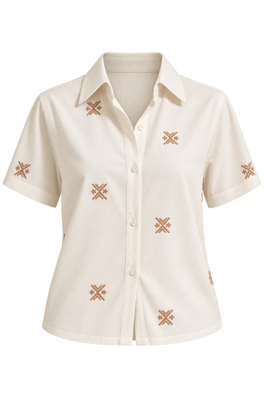 Lara White Embroidered Cotton Shirt