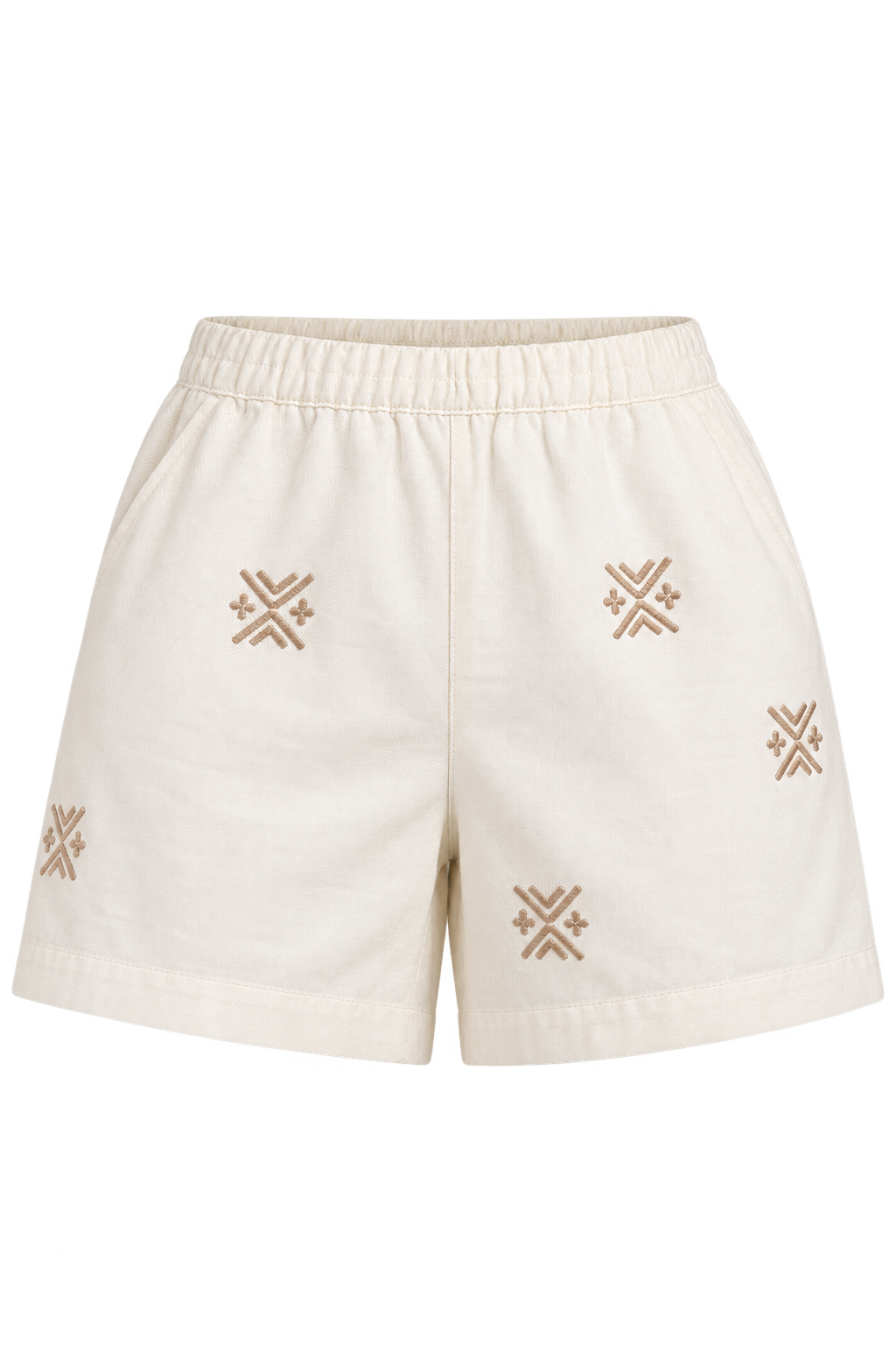 Laura White Embroidered Cotton Shorts