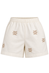 Laura White Embroidered Cotton Shorts