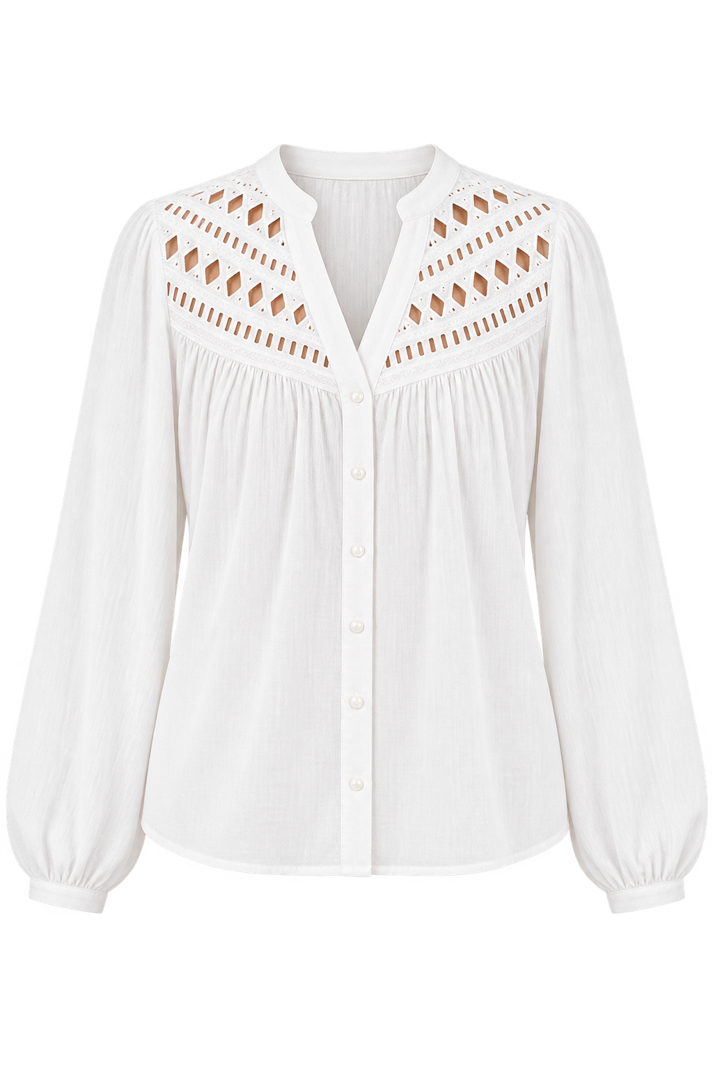 Layla White Cutwork Detail Shirt