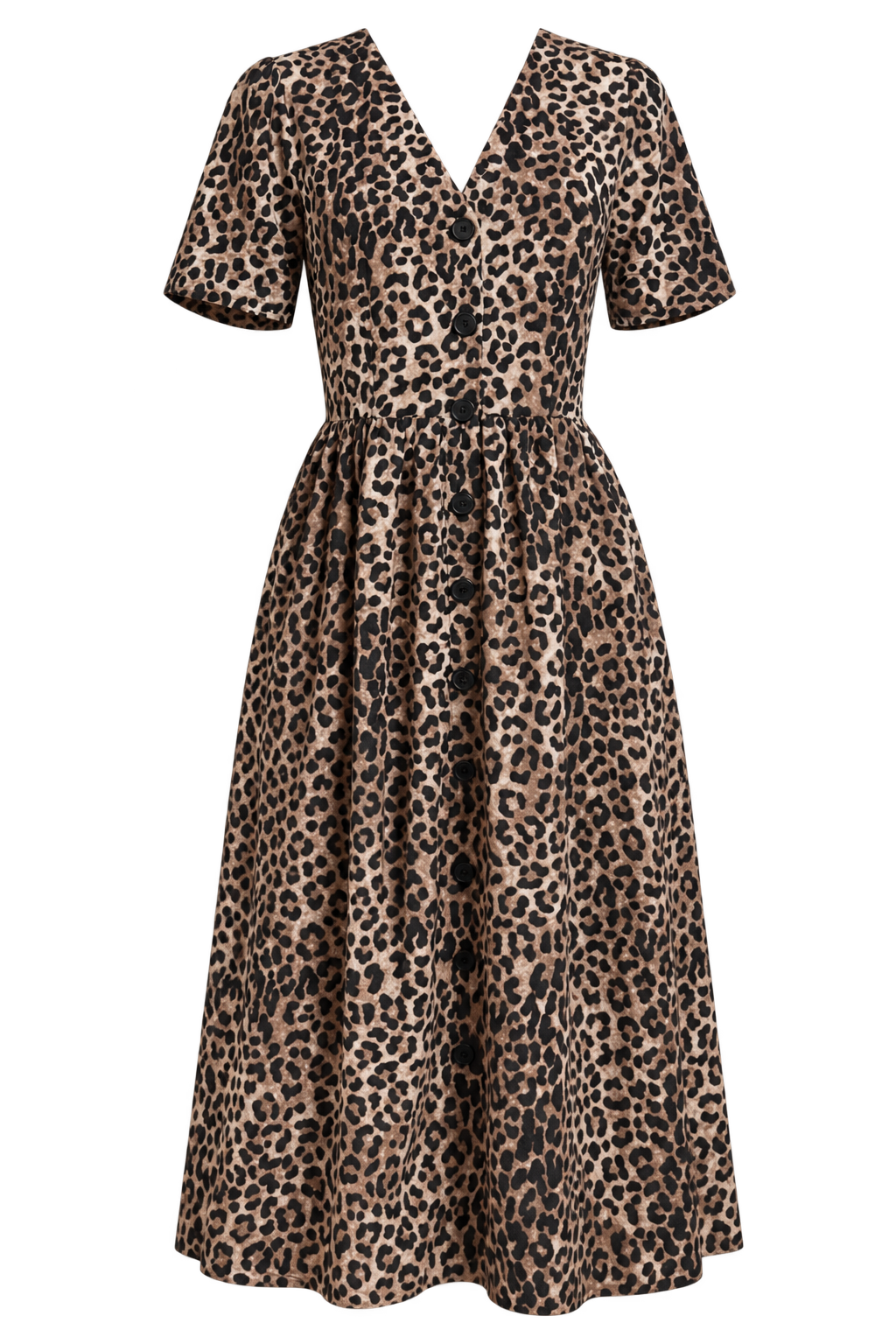 Leila Animal Print Crepe Button-Down Midi Dress
