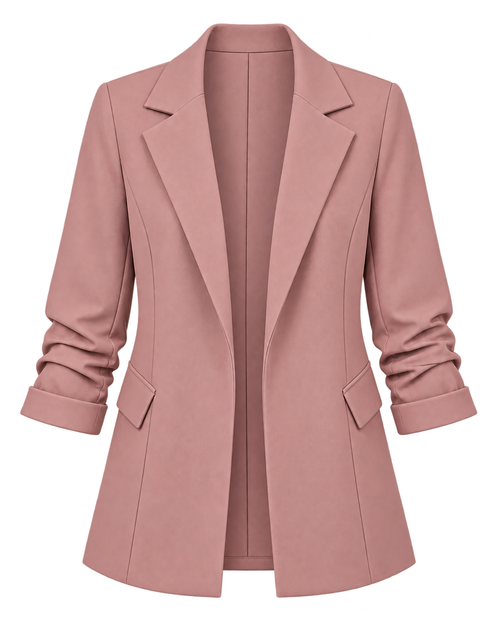 Sofia Blush Pink Ruched Sleeve Relaxed Blazer