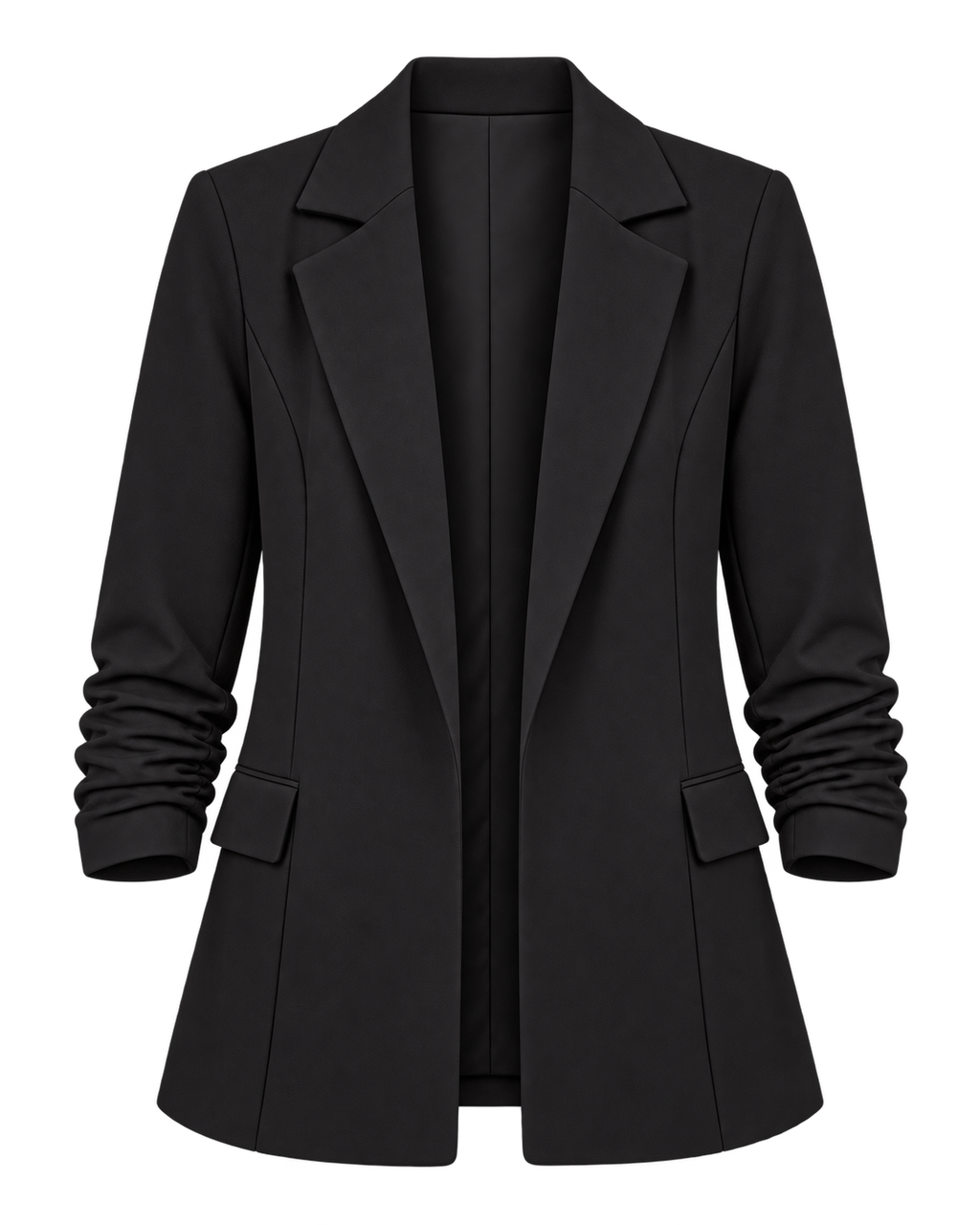Sofia Black Ruched Sleeve Relaxed Blazer