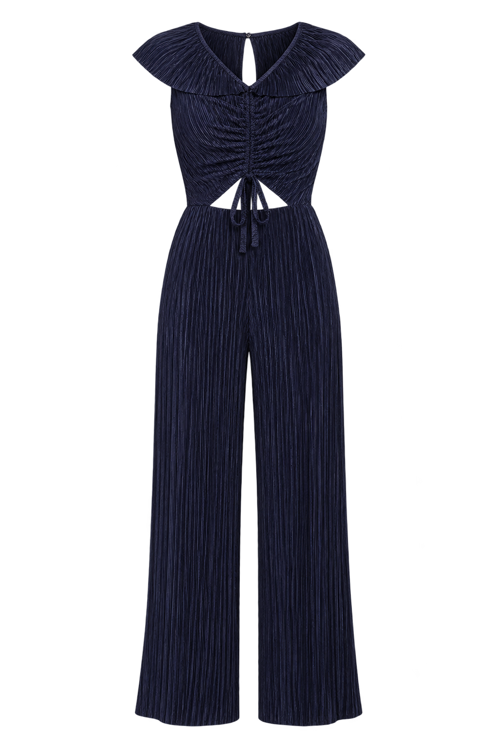 Acacia Navy Plisse Tie Detail Jumpsuit