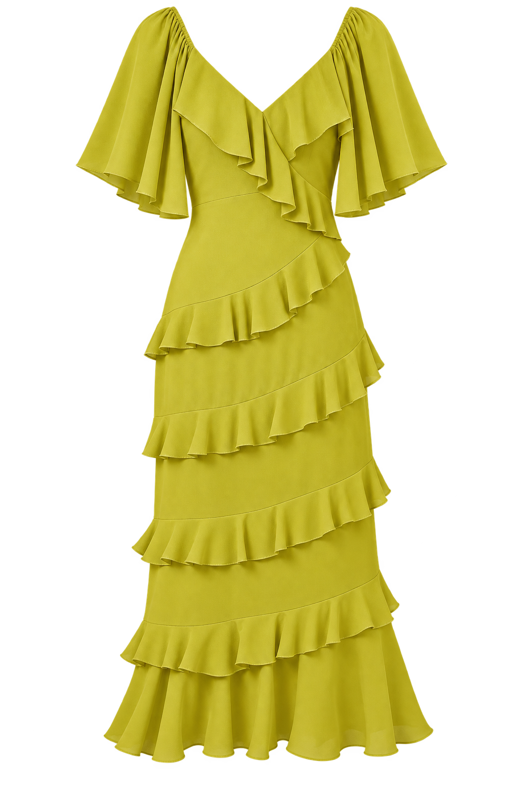 Hyacinth Olive Frill Midi Dress