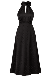 Ixia Black Spot Print Rosette Midaxi Dress