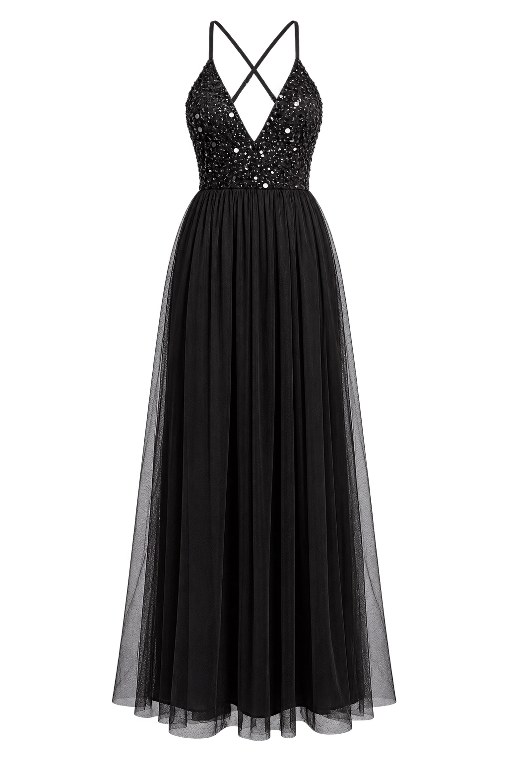 Lilium Black Embellished Maxi Dress