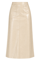 Linnea Oatmeal Cracked PU Midaxi Skirt