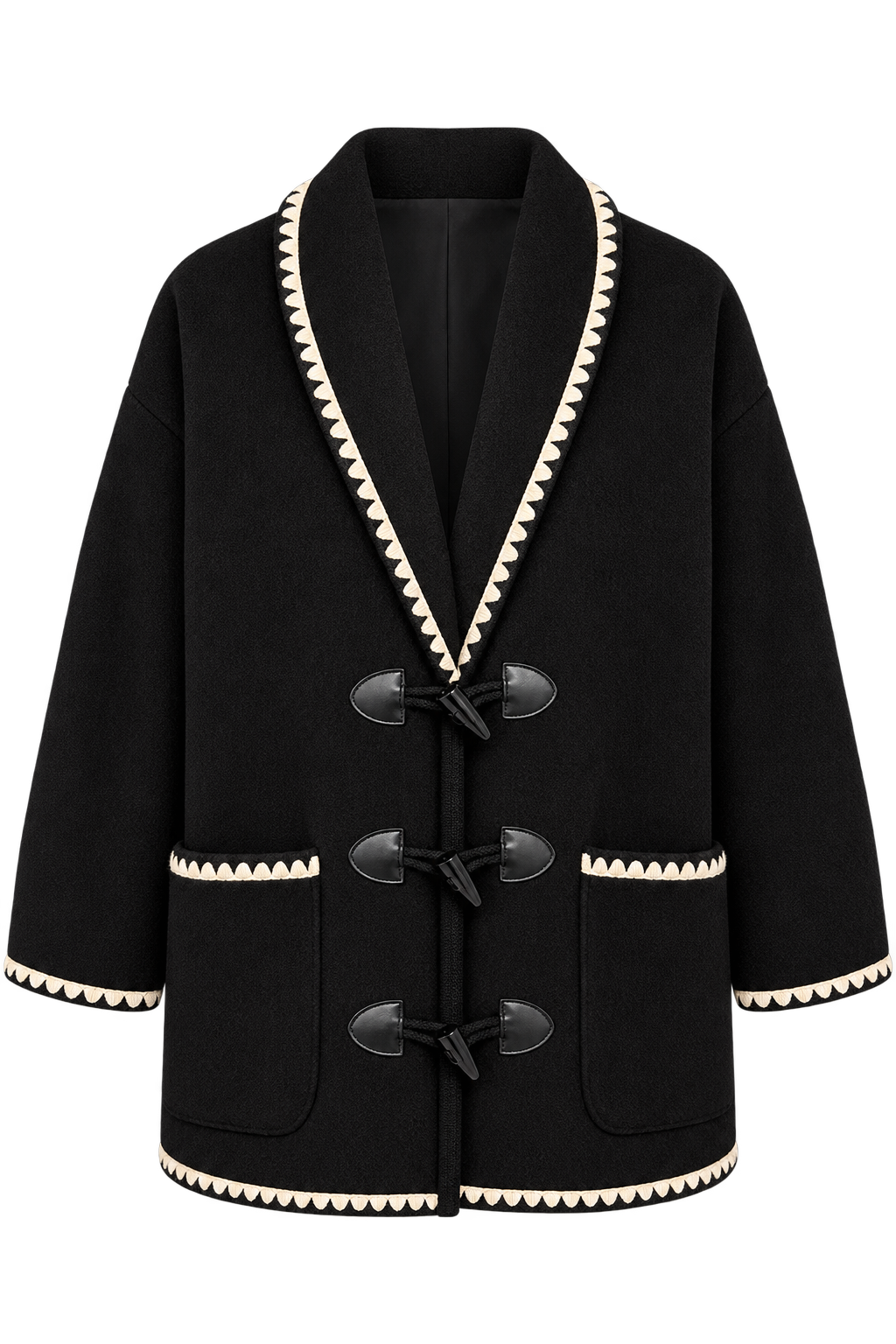Lunaria Black Contrast Stitch Trim Jacket