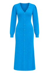 Azure Blue Knit Midaxi Dress
