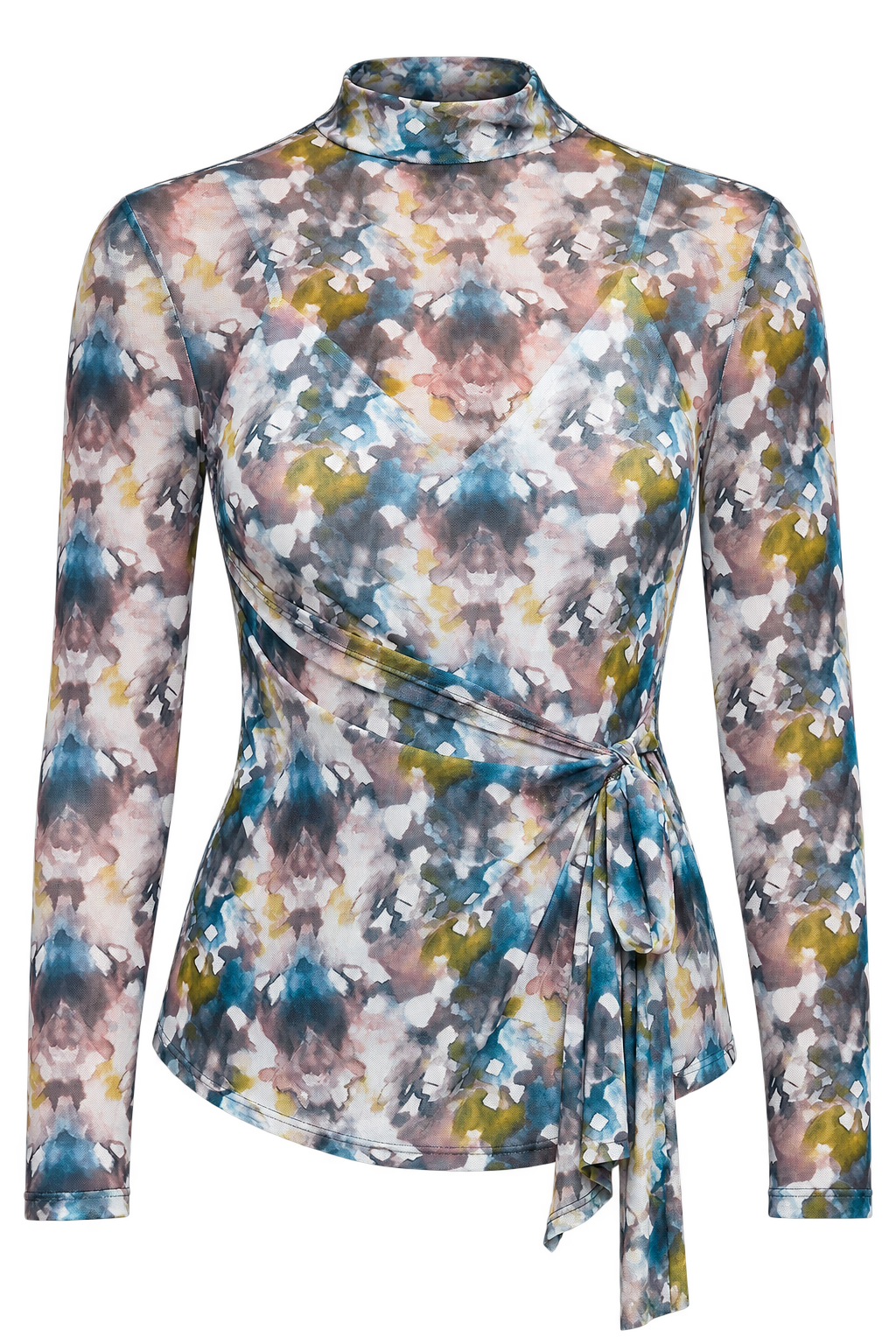 Myosotis Printed Mesh Draped Top