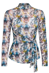 Myosotis Printed Mesh Draped Top