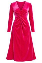 Peony Pink Velvet Knot Detail Midaxi Dress