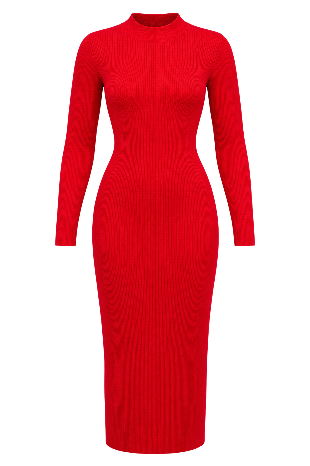 Protea Red Rib Knit Midaxi Bodycon Dress