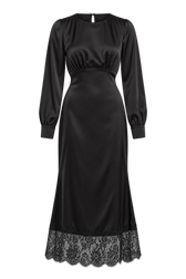 Renan Black Satin and Lace Midaxi Dress