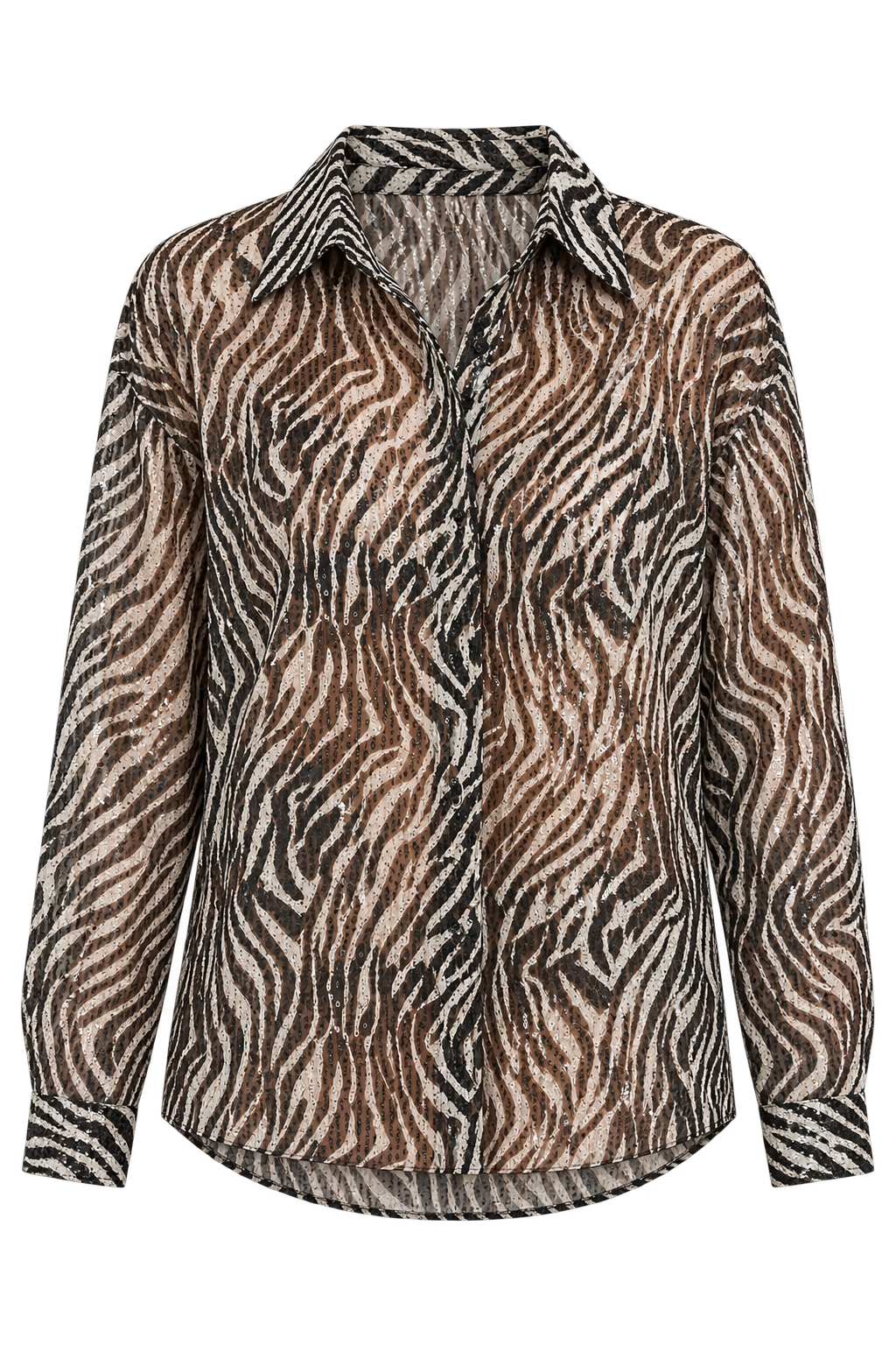 Trillium Zebra Sequin Print Long Sleeve Shirt