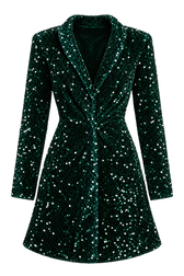 Veronica Green Sequin Velvet Mini Dress