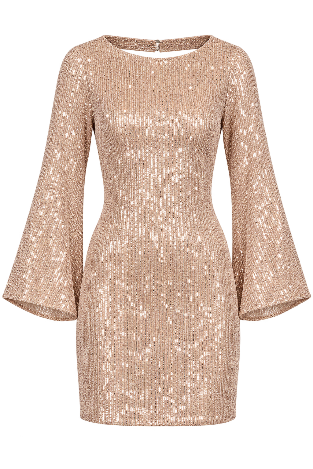 Wisteria Champagne Sequin Backless Mini Dress by Chloe Lewis