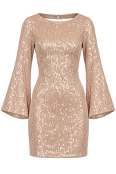 Wisteria Champagne Sequin Backless Mini Dress by Chloe Lewis