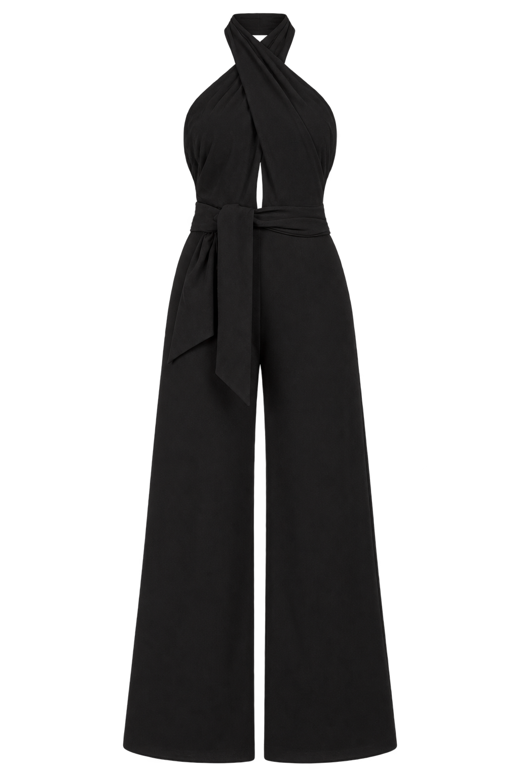 Renoir Black Bow Back Halter Jumpsuit by Chloe Lewis