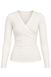 Manet Cream Mock Wrap Top