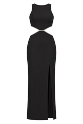 Morisot Black Diamanté Cut-Out Maxi Dress by Chloe Lewis